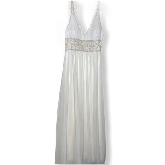 Oleg Cassini Silk Beaded Maxi Formal Dress